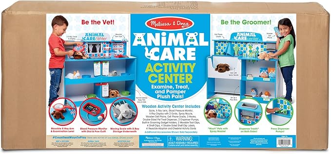Melissa & Doug Animal Care Veterinarian and Groomer Wooden Activity Center for Plush Stuffed Pets (Not Included)