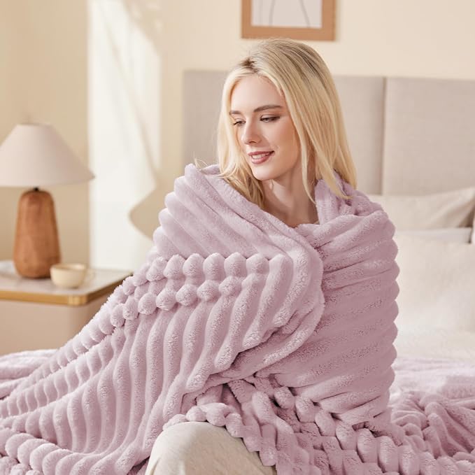 EXQ Home Gentle Soft Fleece Throw Blanket – Cozy Lightweight Blanket for Couch Bed – All-Season Warm Fuzzy Flannel Blanket for Women Mom Her – Gifts for Birthday(60"x80",Purplish Pink)