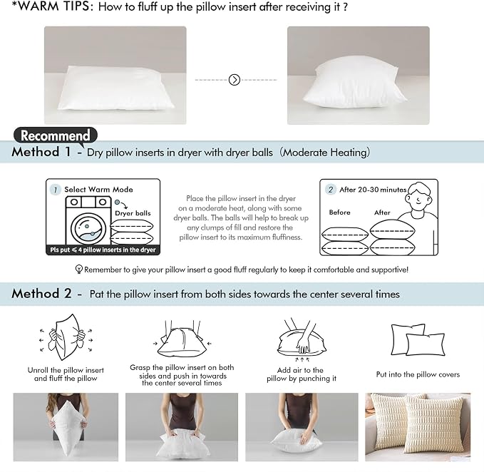 MIULEE 24x24 Inch Pillow Inserts Pack of 4-100% Cotton Cover | White Throw Pillow with 100% Virgin Microfiber for Bed Sofa Couch Living Room, All-Season Decorative Back Support