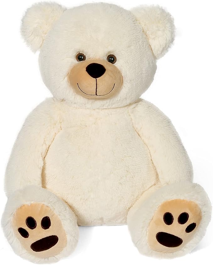 LotFancy Teddy Bear Stuffed Animals, 20 inch Cute Bear Plush Toy with Footprints, Plushies Gift for Kids Baby Toddlers on Baby Shower, Birthday, Christmas, Easter Decorations, Beige