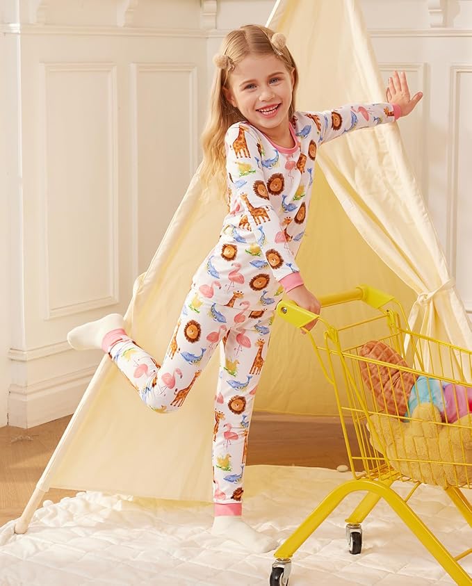 Bamboo Viscose Toddler Girls Kids Pajamas Unicorn Mermaid Pjs Long Sleeve Snug fit 12M-8Y 2pcs Soft Jammies
