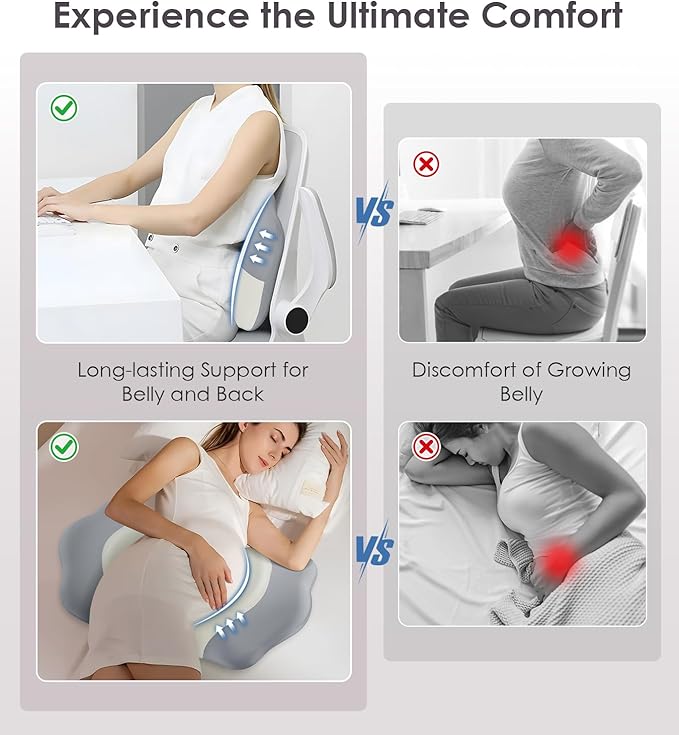 Pregnancy Pillows for Sleeping, Memory Foam Maternity Pillow Support for Back Belly HIPS, Adjustable Travel Wedge Pillow for Pregnant Women, Side Spleeping Pregnant Pillows with Velvet Cover