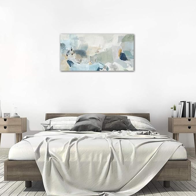 Abstract Canvas Wall Art Contemporary Teal Abstract Pictures Painting Modern Bluish Green Canvas Prints Turquoise Artwork Wall Decor for Living Room Bedroom Home Office Wall Decoration 24x48in