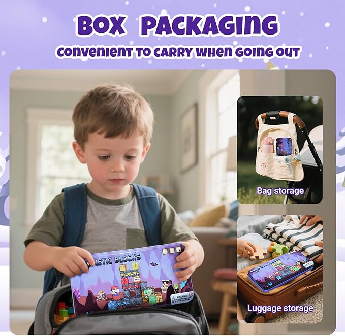Magnetic Blocks Set, 35PCS Educational STEM Mine Tunnel Travel Building Toys for Kids 3+, Portable Magnetic Block with Metal Storage Box, Toddler Learning Toys for Boys Girls 4-8 Birthday Gift