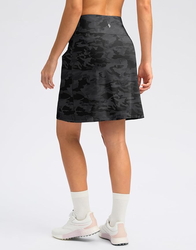 Women's 18" Skorts with 4 Side Pockets High Waisted Long Golf Skirt | Soft, Lightweight, Stretch, Breathable, Mesh Built-in Shorts, Athletic, Tennis, Dressy, Casual