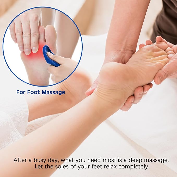 Nuanchu 2 Pcs Blue Thumb Saver Massage Tool Deep Tissue Massager for Pressure Reflexology Professional Neck Shoulder Back Foot Stress Relief