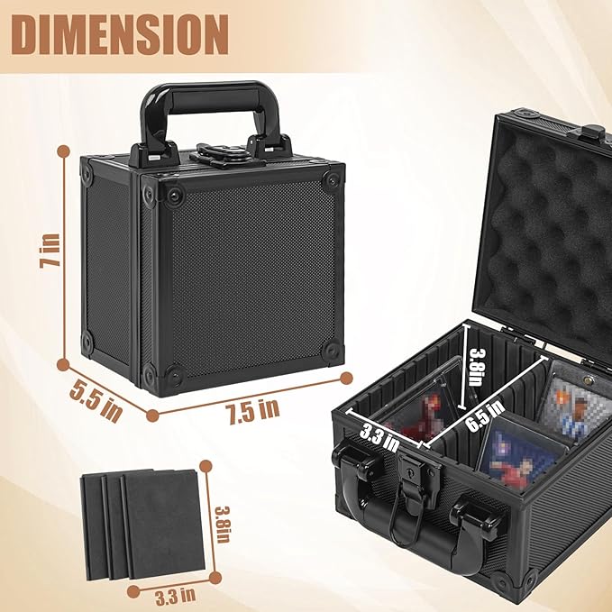 Toploaders Storage Box for 3" x 4" 35pt Rigid Card, Top Loader Storage with 3 Partition Holds 150+ Toploaders, Magnetic Card Holders