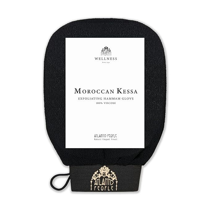 Moroccan Exfoliating Glove - Body Scrubber & Wash Mitt for Smoother Skin, Exfoliates Dead Skin Cells, Helps Even Skin Tone, Ideal for Self-Tan Removal & Keratosis Pilaris