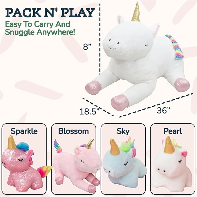 PixieCrush Giant Unicorn Stuffed Animals for Girls Ages 3 4 5 6 7 8 Years; Snugababies Family of Stuffed Mommy with 4 Baby Unicorns in her Tummy; Soft Unicorn Pillows for Girls