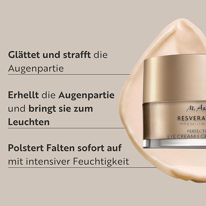 M. Asam Resveratrol Premium NT50 Perfecting Eye Cream – Anti-aging under eye cream with resveratrol & hyaluronic acid to smooth wrinkles & fine lines, vegan formula, 1.01 Fl Oz