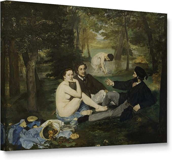 Niwo ART - Luncheon on the Grass, World's Most Famous Paintings Series, Canvas Wall Art Home Decor, Gallery Wrapped, Stretched, Framed Ready to Hang (20"x16"x3/4")