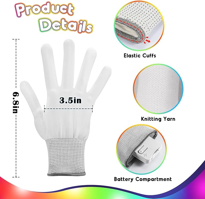 Cool Toys LED Gloves,Fun Toys for Kids Age 3-5 6-8 8-12 with 6 Flash Mode,Light Up Toy for Halloween Christmas Birthday Party