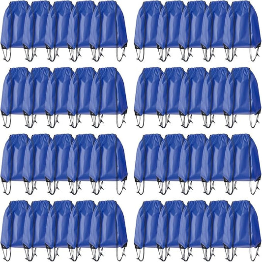 Drawstring Backpack Bulk 40Pcs Draw String Backpack Bags DIY Gym Sports Traveling Yoga Cinch Bag Sackpack Drawstring (royal blue bluenoye)