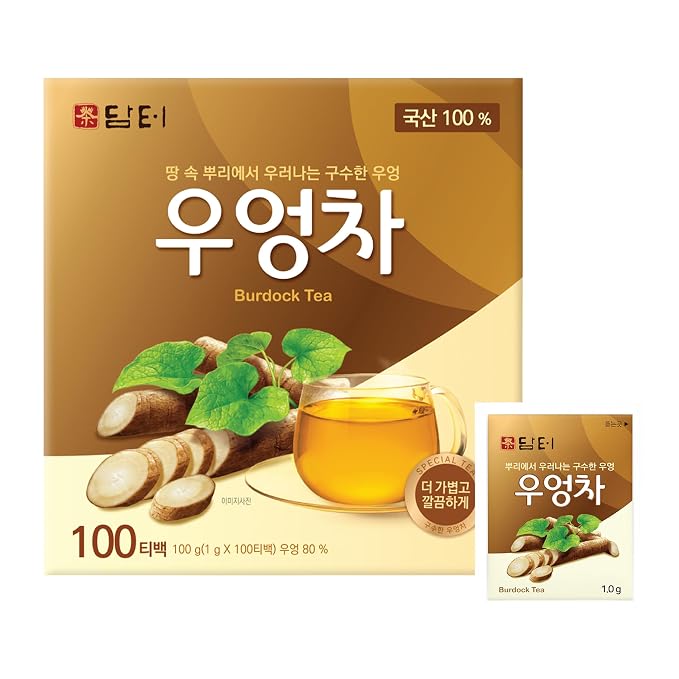 Damtuh Korean Burdock Root Tea – Herbal Wellness & Soothing Drink, Caffeine-Free – 100 Tea Bags (1.5g each)