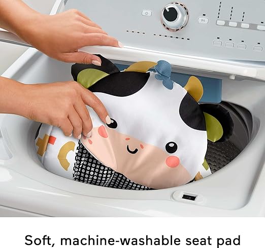 Fisher-Price Portable Baby Chair, Cute Cow Sit-Me-Up Floor Seat with BPA-Free Teether & Clacker Newborn Developmental Toys