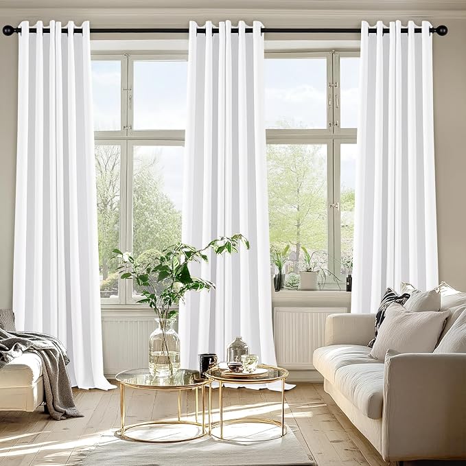 MIULEE Blackout Curtains for Bedroom 2 Panels 40 x 96 Inch Long Pure White | Thermal Insulated, Living Room Darkening Grommet Drapes, Noise Reducing, Light Blocking Window Treatments