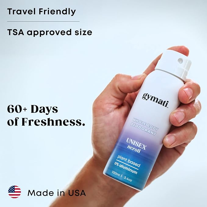 Gymati Natural Deodorant Body Spray – Aluminum-Free, Plant-Based Blend with Aloe & Zinc, Long-Lasting Odor Protection, Luxury-Inspired Scent for Men & Women