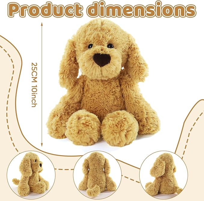 The Golden Retriever Plush, Dogs Stuffed Animals, 10" Golden Retriever Stuffed Animal, Ideal Christmas Animal Gift for Toddlers, Kids & Teens, for Ages 3-14