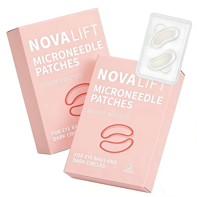 LUMINE NOVALIFT MicroGlow Eye Patches – Under Eye Patches with Hyaluronic Acid for Dark Circles & Fine Lines – Forehead & Smile Line Patches (2 Boxes, 6 Pairs Total)