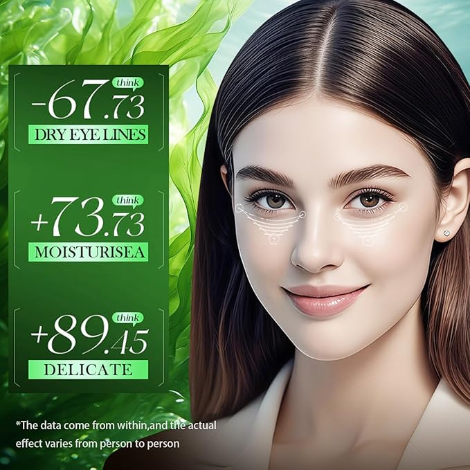 Seaweed Brightening Under Eye Patches (80 Pieces) with Collagen & Hyaluronic Acid, Moisturizing Eye Mask Gel Pads for Eye Bags, Fine Lines,Dark Circle,Puffiness, Bridesmaid Birthday Gifts for Women