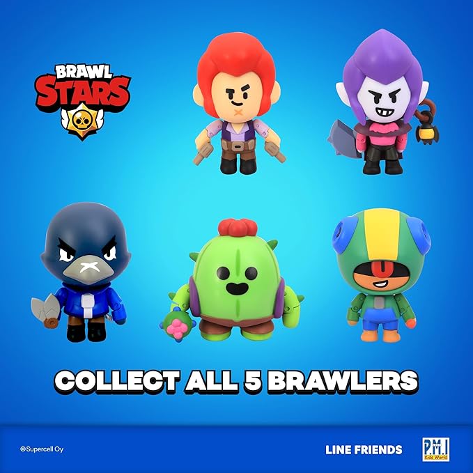 P.M.I. Brawl Stars Action Figure – Leon/Crow/Spike/Colt | 4.5" Collectible Toy | Officially Licensed Merchandise | Gift for Gamers & Fans | Articulated Toy Figure (Assortment D)