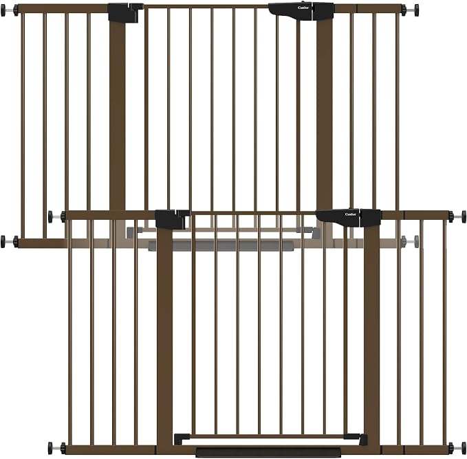 Cumbor Pack of 2 Extra Wide Baby Gate for Stairs, 29.7–51.5" Pressure Mounted Dog Gate for Doorways, Auto Close Safety Pet Gate, Easy Walk Thru Wide Child Gate, Brown, Mom's Choice Award Winner