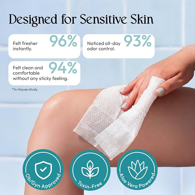FOMIN pH Balanced Feminine Wipes for Women - 9 Pack (72 Wipes) - Aloe Vera Intimate Cleansing Wipes for Sensitive Skin - Individual Packets -Travel Essentials & Gifts for Women & Teen Girls