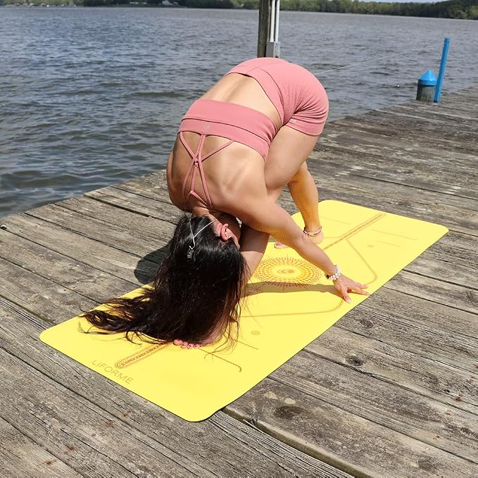 Liforme Printed Yoga Mat Collection - Free Yoga Bag Included - Patented Alignment System, Warrior-like Grip, Non-Slip, Eco-friendly, Sweat-resistant, Long, Wide and Thick for Comfort