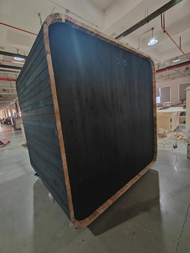 Outdoor Cube Sauna Rooms,4-6person Canadian Cedar Steam Saunas,83Lx71Wx83H inch Panoramic Large Space,6KW 220V Electric Stove Durable,Easy to Install