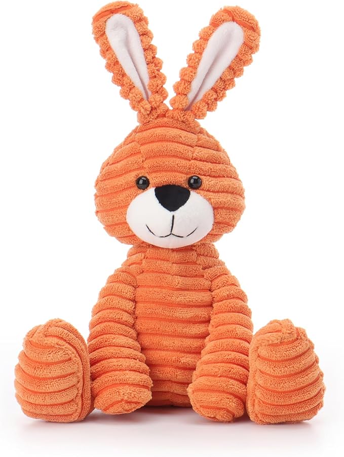 Apricot Lamb Orange Corduroy Bunny Stuffed Animals for Kids, Soft Cute Plush Toys for Baby Girl and Boy, 9 Inches