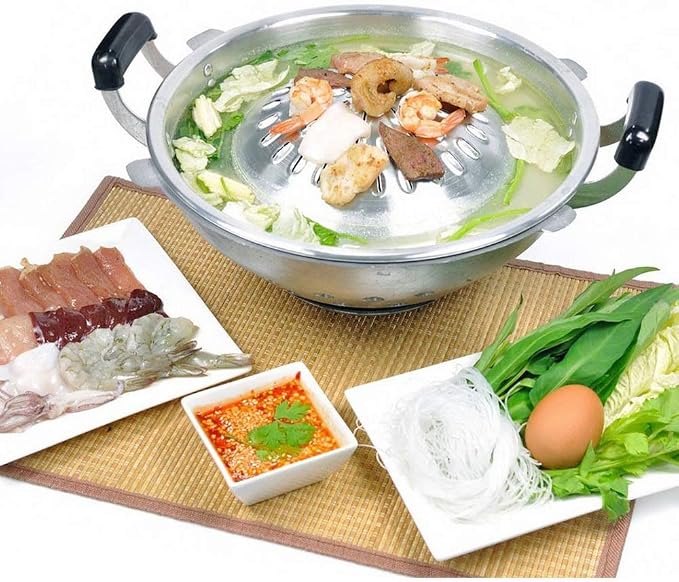 1Set(Pan+Stove) Mookata Thai Korean Bbq Smoke Steak Grill Charcoal Aluminium 14"