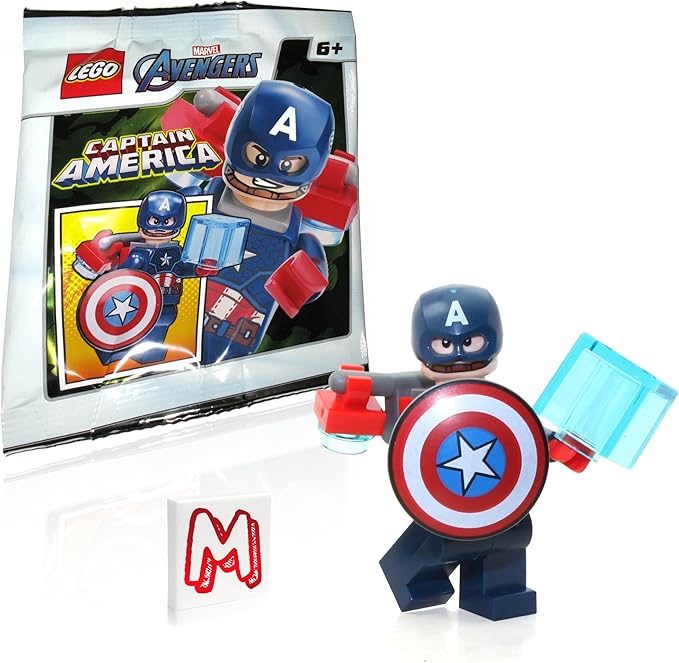 LEGO Marvel Avengers Super Heroes Minifigure - Captain America (with Shield and Helmet) Limited Edition