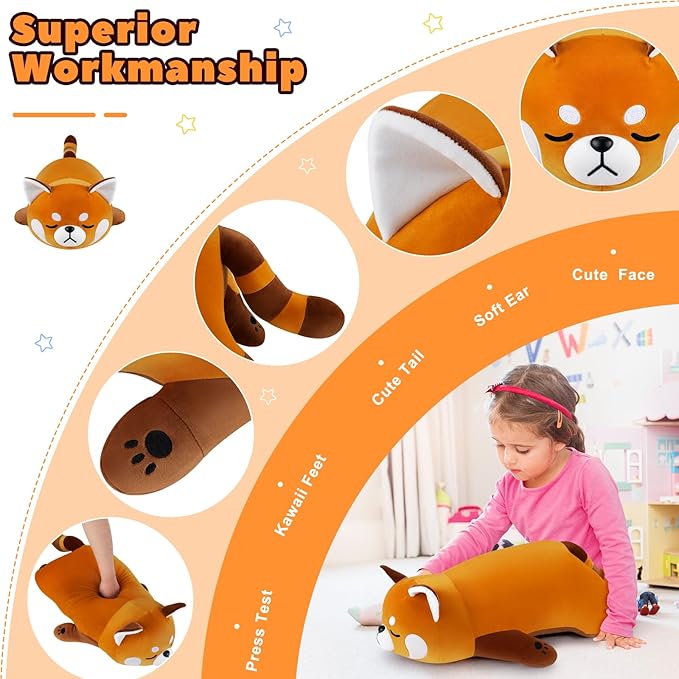 19'' Large Red Panda Plush Stuffed Animal- Cute Red Panda Plush Pillow Plushies, Big Plushie Toy, Cute Hugging Boby Pillow Stuffed Animal, Birthday Gifts for Kids Girls Boys