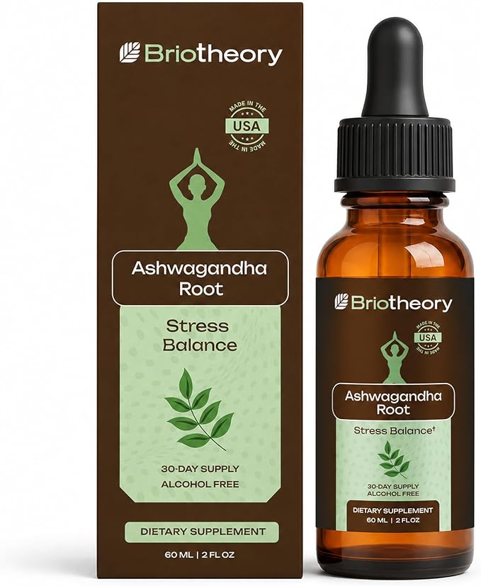 Liquid Ashwagandha Drops | Ashwagandha Tincture Herbal Supplement for Stress Relief, Sleep Support & Energy | Alcohol-Free, Vegan, Non-GMO – 60ml (30 Days Supply)