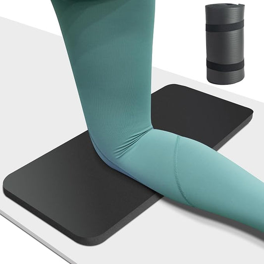 Yoga Knee Pad Cushion, 24 x 9.8 x 0.8 in Thick Mini Yoga Mat, Odor-Free NBR Workout Mat with Storage Strap, Small Exercise Mat for Yoga, Pilates, Kneeling, Planks & Home Gym