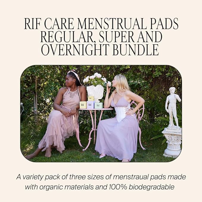 Organic Menstrual Pads Feminine Hygiene Hemp Fiber Biodegradable with Wings, FSA HSA Eligible, Super Absorbency Pads for Women, 12 Count