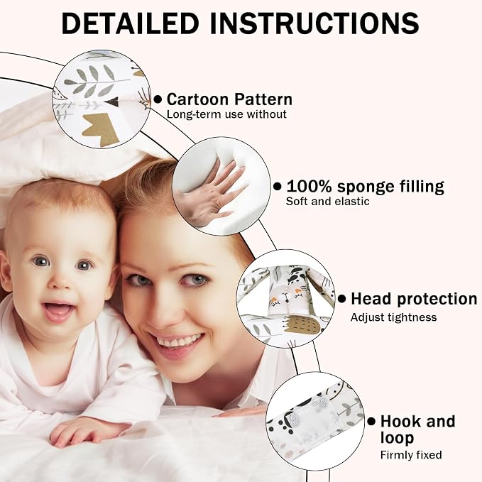 Baby Head Protector Baby Helmet for Crawling Walking, No Bumps Safety Head Adjustable Protective Cap for Walking, Playing (Cat)