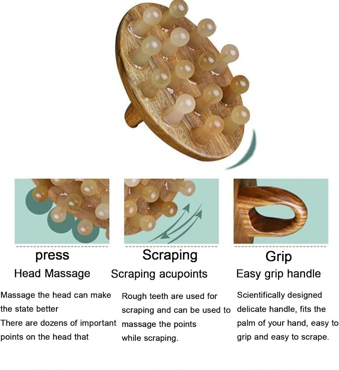 Multifunctional Wood Therapy Massage Tools Meridian Pressure Brush & Cellulite Brush for Scalp Stimulation Body Shaping & Muscle Recovery(13 Nails-Handle-Set)