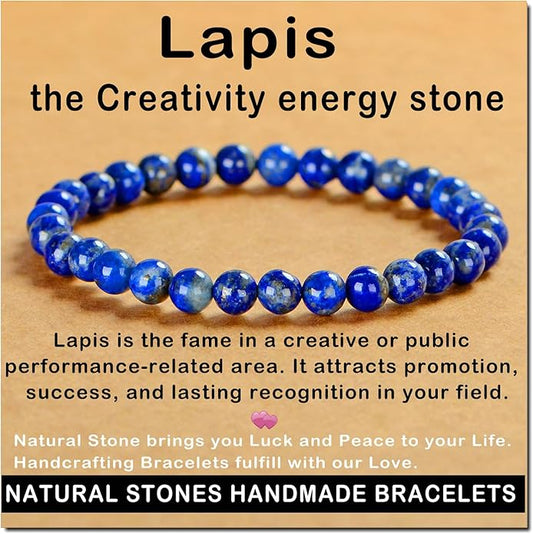 AD Beads Handmade Gemstone Stretch Elastic Bracelet Crystal Healing Reiki Nature's Beauty and Spiritual Essence Unisex