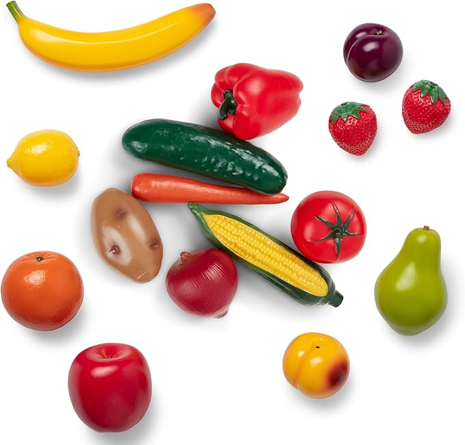 Melissa & Doug Play-Time Produce Fruit (9 pcs) and Vegetables (7 pcs) Realistic Play Food