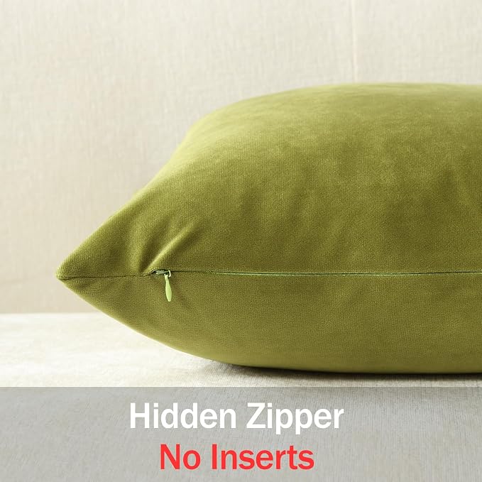 Throw Pillow Covers 20x20 Chartreuse: Pack of 2 Cozy Soft Velvet Square Modern Luxury Decorative Throw Pillow Cases for Sofa Couch Living Room Bed Home Decor