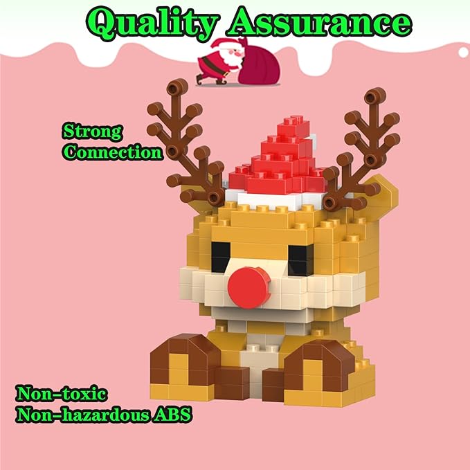 Christmas Building Blocks Compatible for Lego Christmas Reindeer Micro Blocks Stacking New Toys Holiday Present Box New Year Gifts for Kids Ages 6+ Boys and Girls(Reindeer)