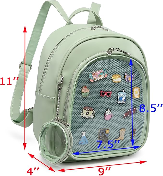 CHERRY SAUCE Kawaii Backpack PU Leather Ita Bag Aesthetic Cute Purse Pin Display