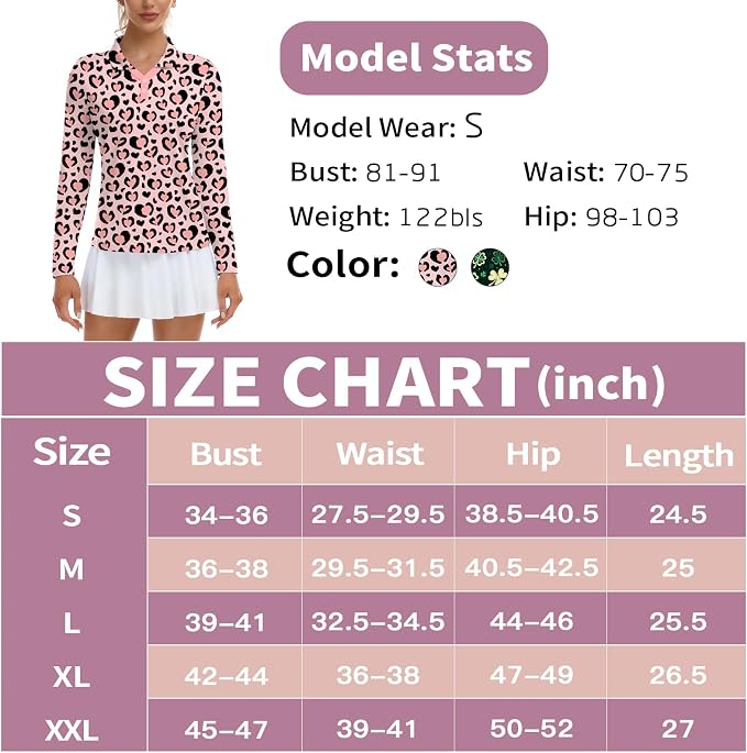 Soneven Womens Golf Shirts Moisture Wicking V Neck Long Sleeve Polo Shirts Collared Tops