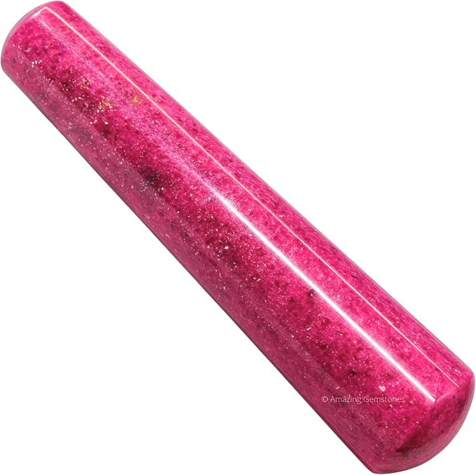 Amazing Gemstone Rhodonite Crystal Wand Massage Stick - Pelvic Wand Gua Sha for Adults - Crystals and Healing Stones Massage Wands for Adults Gifts (Smooth)
