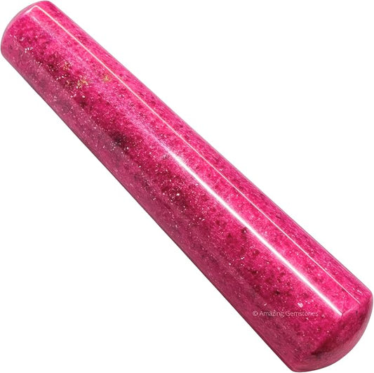Amazing Gemstone Rhodonite Crystal Wand Massage Stick - Pelvic Wand Gua Sha for Adults - Crystals and Healing Stones Massage Wands for Adults Gifts (Smooth)