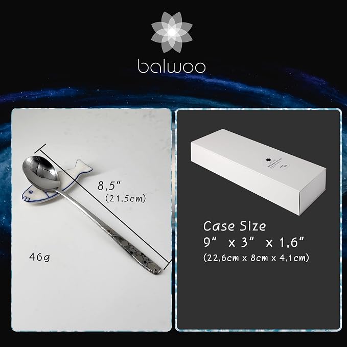 [6 P][Made in Korea] Korean Style Soup Spoon 8.5 inch Premium 430(18/0) Stainless Steel Dessert Spoons Dinner Spoon, Table Spoon, Rice Spoon Ice Cream Scoop (The Milky Way)