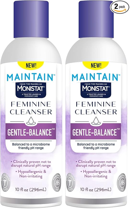 Monistat Gentle-Balance Feminine Cleanser for Women, Feminine Wash with Lactic Acid and Oatmeal Extract, Fragrance-Free, pH Balanced, 10 Fl Oz (Pack of 2)