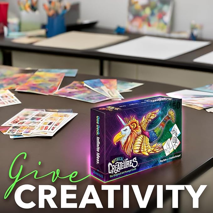 Mythical Creatures Drawing Art Prompts for Kids to Sketch Funny Animals Together! 150 Prompt Cards, Millions of Weird Ideas. Creative Games for Tweens, Teachers, Teens, Family Fun Artsy Imaginations!