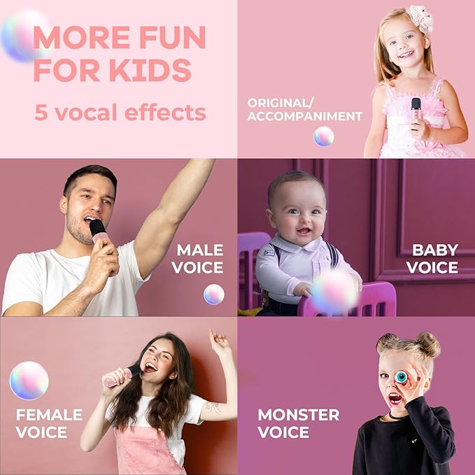 Karaoke Machine for Kids Adults, Bluetooth Mini Speaker with 2 Wireless Microphones, 2026 TOP Birthday Gifts Toys for Girls Ages 3, 4, 5, 6, 7, 8, 9, 10, 12+ Years Old Toddler Family (Lightpink)